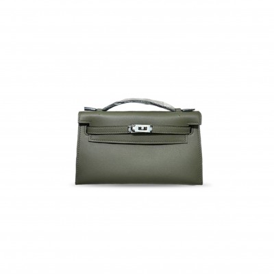 HERMÈS KELLY SWIFT PLEURS POCHETTE WITH SILVER HARDWARE (22*14*7cm)